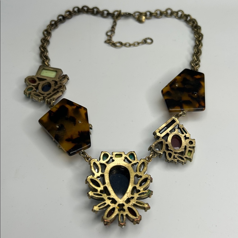 J. Crew x Lulu Frost Multicolor Rhinestone Tortoiseshell Statement Necklace - Picture 2 of 4